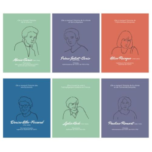 Visuel décoratif avec des dessins des femmes de sciences