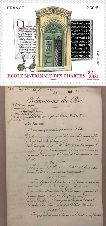 Timbre et ordonnance du 22 février 1821