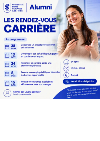 Affiche de l'évènement avec le titre des rendez-vous de carrière avec les jours des ateliers